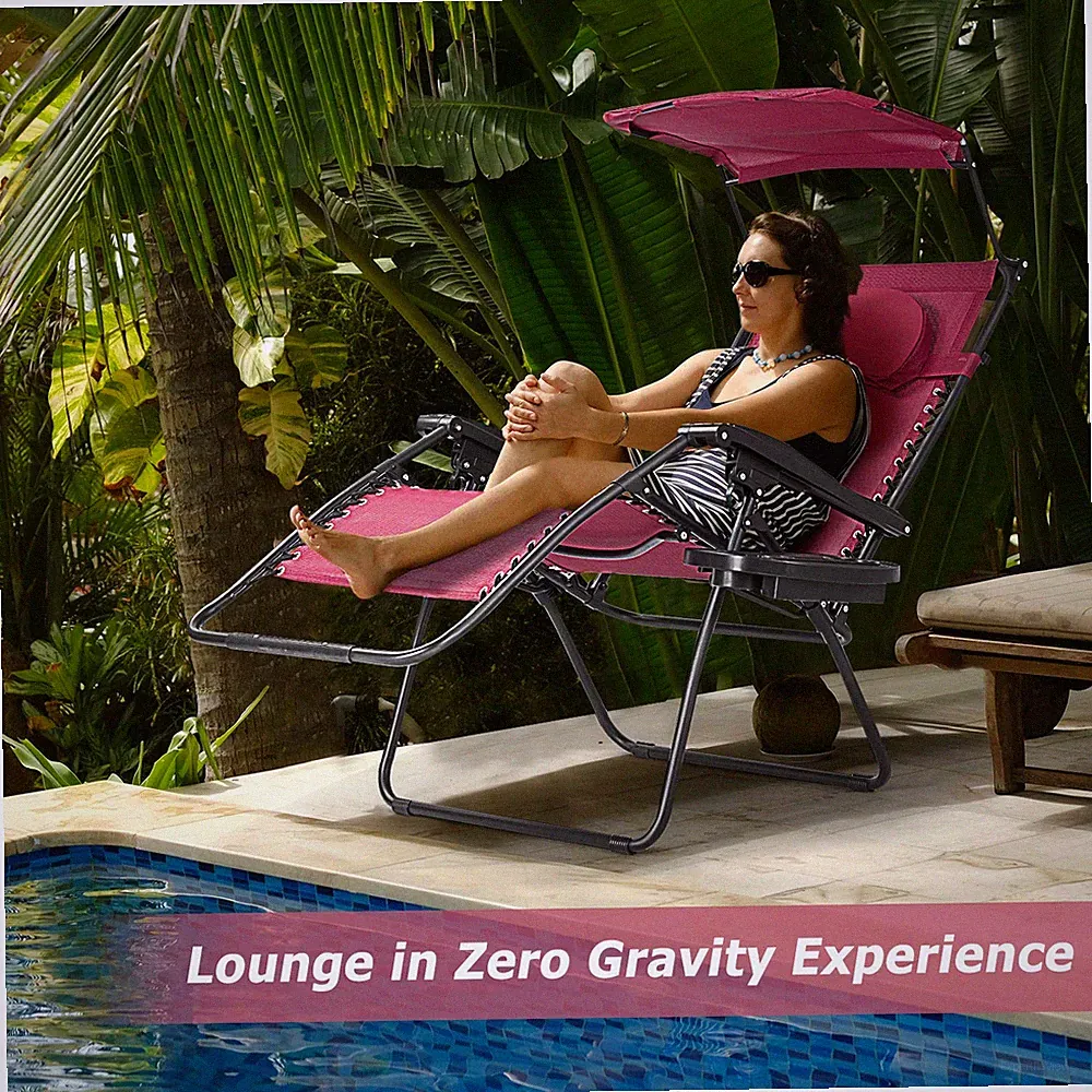 AFSTAR Zero Gravity Chair, Reclining Lounge with Shade Canopy, Adjustable