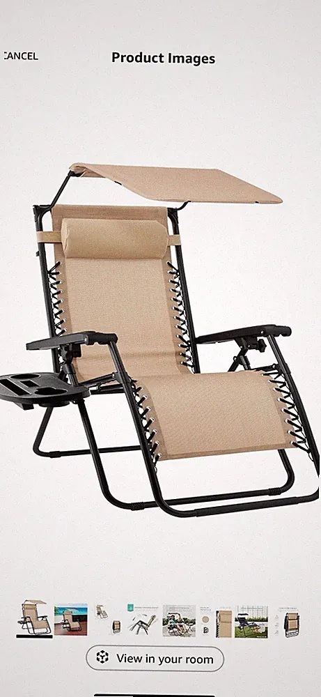 Best Choice Products Folding Zero Gravity Recliner Patio Lounge Chair w/ Canopy