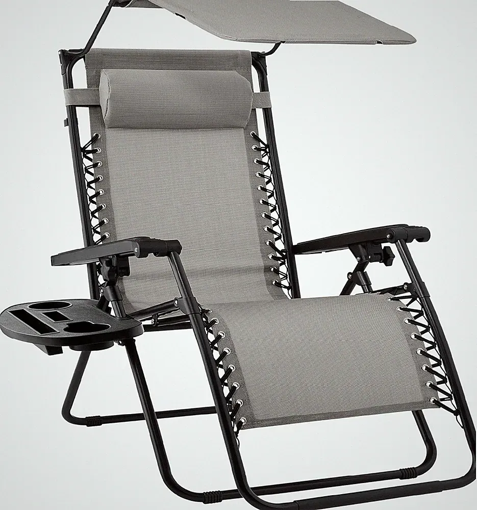 Folding Zero Gravity Outdoor Recliner Patio Lounge Chair,Adjustable Canopy Shade