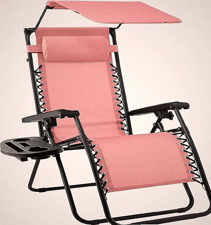 Folding Zero Gravity Recliner Patio Lounge Chair w/Adjustable Canopy Shade