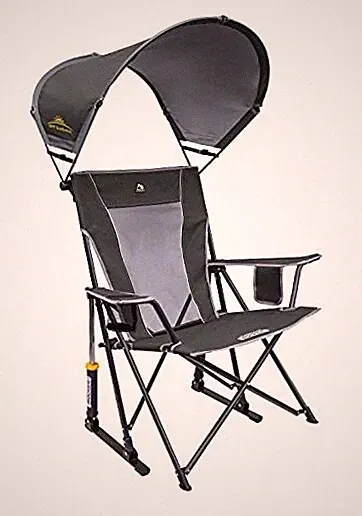 Outdoor Rocking Chair with Canopy Grey Sunshade Rocker