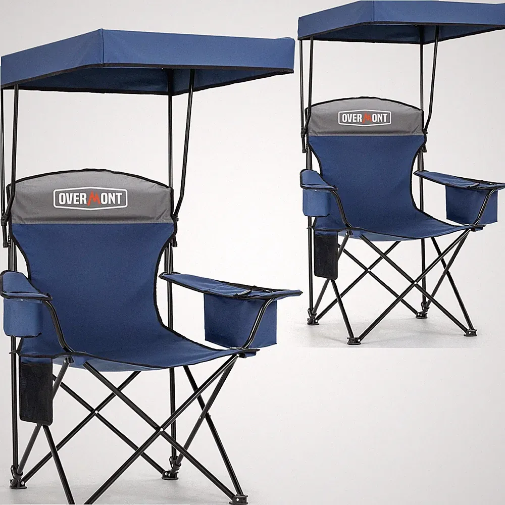 Overmont 2PCS Camping Chair with Canopy Shade Cooler Bag - Oversized Folding...
