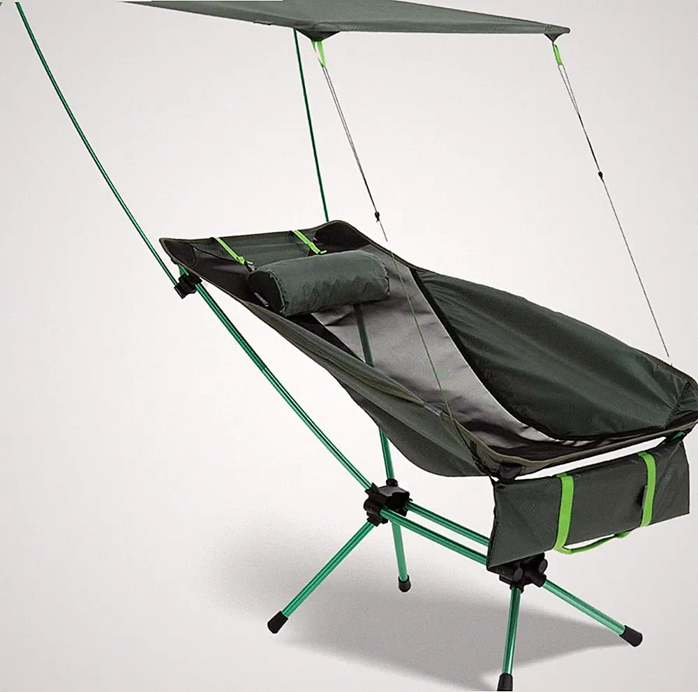 Portable Rocking Chair with Sunshade Canopy for Outdoor Camping & Fishing