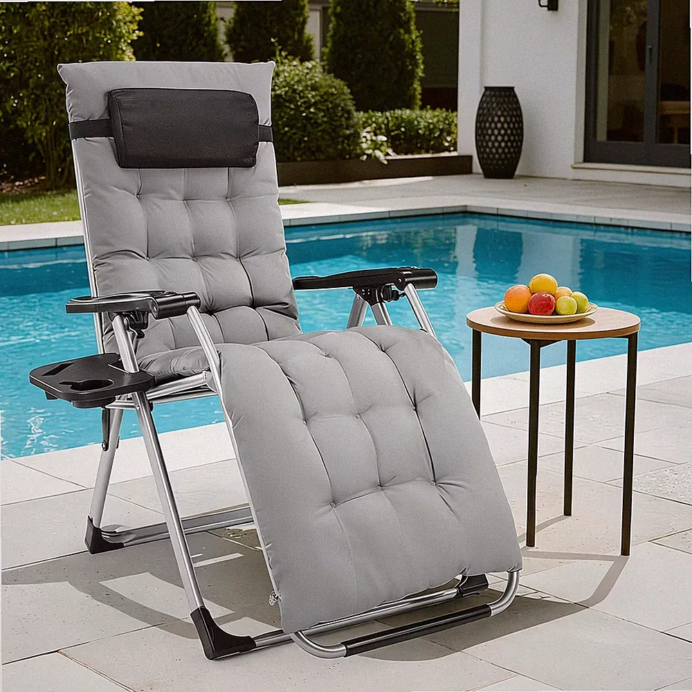 Zero Gravity Recliner, Foldable Patio Chair --- Includes Cup Holder Tray; Remova